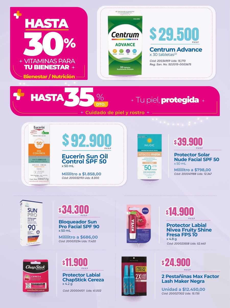 Ofertas de noviembre: Vitaminas y protección solar